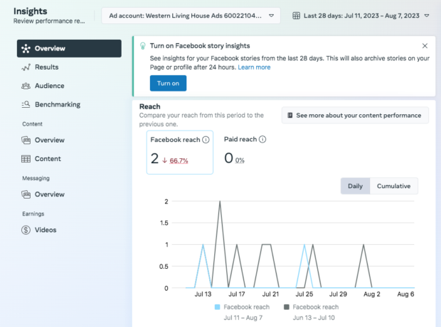 Meta Facebook Story Insights 