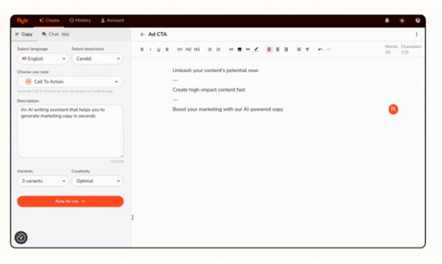 Rytr AI writing tool