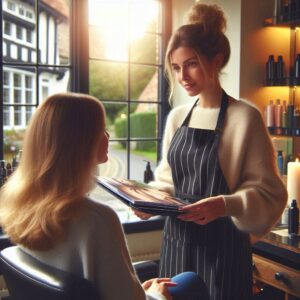 female stylist is attentively listening to a client in a Lane End hair salon