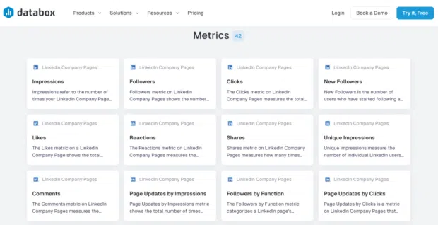 Databox metrics LinkedIn company pages