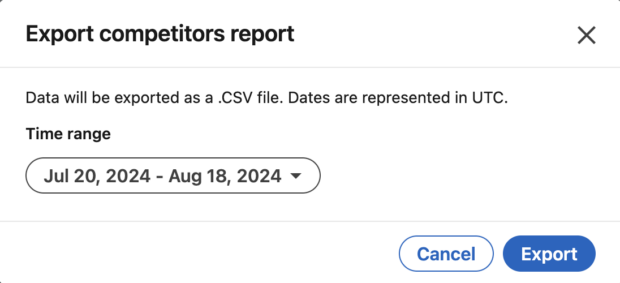 Export competitors report as CSV file