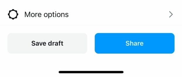 The more options menu on Instagram