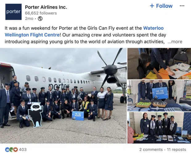 Porter Airlines Girls can fly event