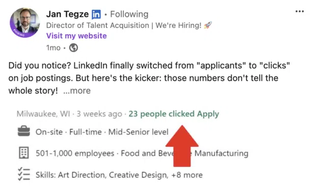 LinkedI switched from applicants to clicks on job postings