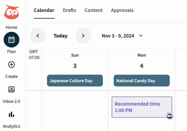 Hootsuite Planner Japanese Culture Day and National Culture Day