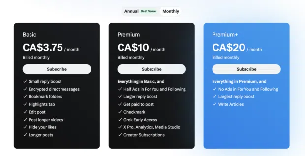 Select plan type of X Premium