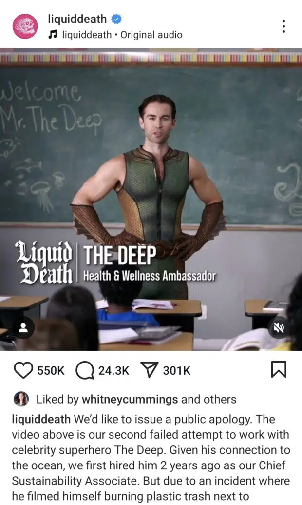 Liquid Death The Deep Health and Wellness ambassador