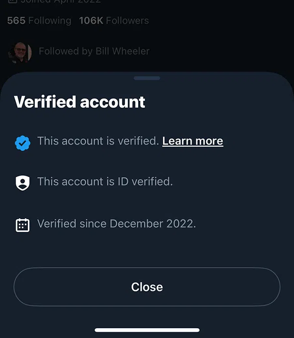 Proof of Twitter verification