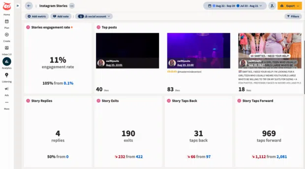 Hootsuite Instagram Story engagement analytics