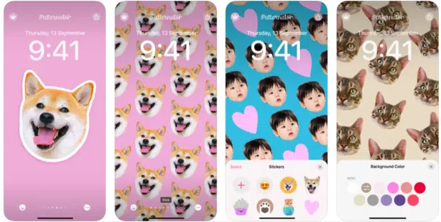 Patternator bright and colourful lockscreens with dog and cat images