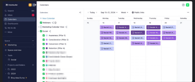 Hootsuite social media team's Wrike project management dashboard