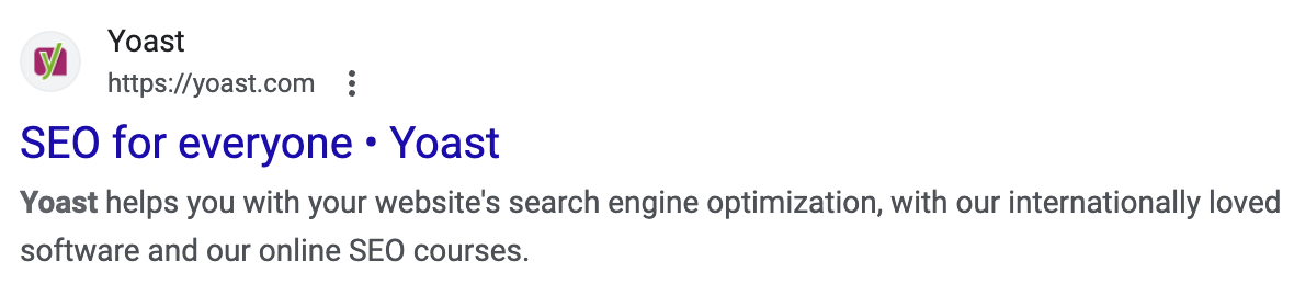 an example of a search result with the yoast favicon located in the top left corner