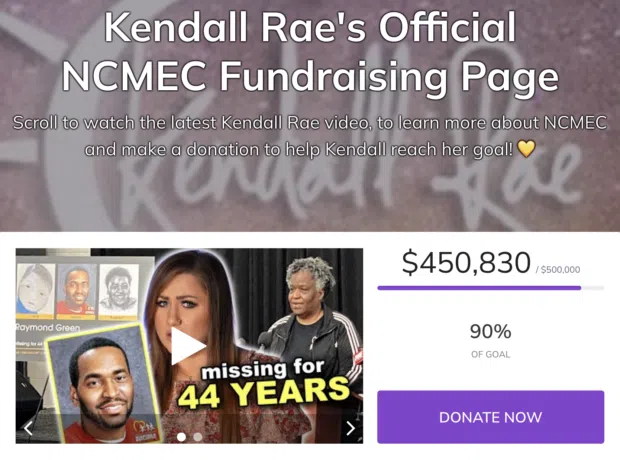 Kendall Rae official NCMEC fundraising page