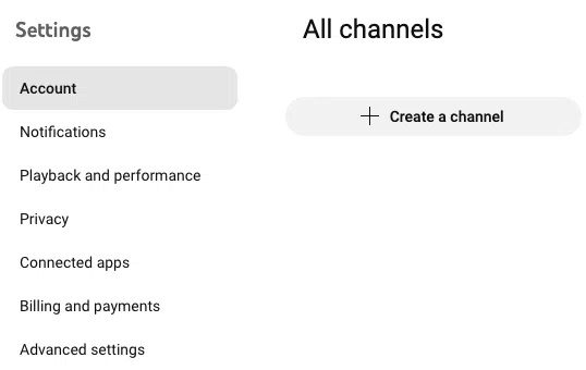 Click Create a channel