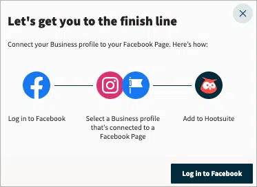 Connect business profile to Facebook page and Add to Hootsuite