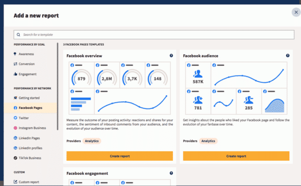 add a new report with Facebook overview and audience