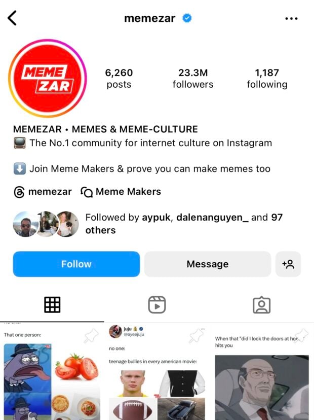 Memezar memes and internet culture account