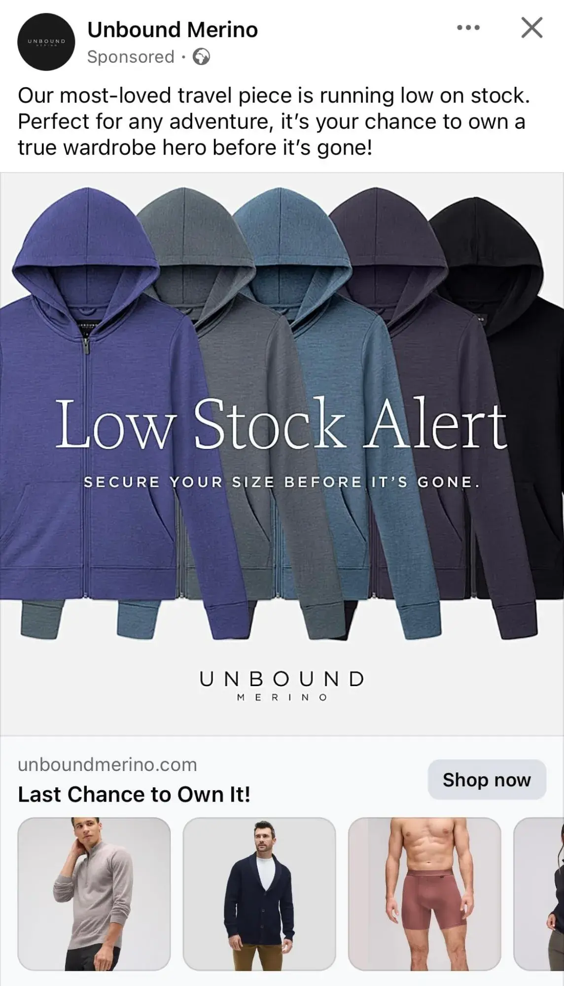 Unbound Merino ad screenshot