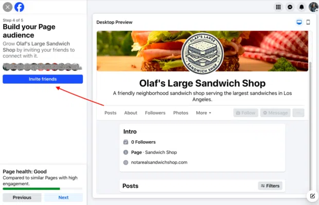 Build your page audience invite friends