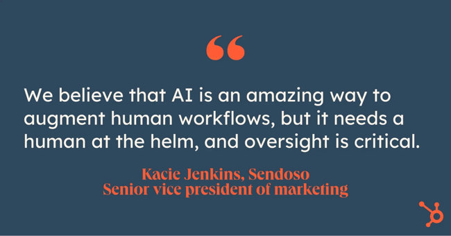 marketing executive, pull quote from marketing executive kacie jenkins on human oversight of AI