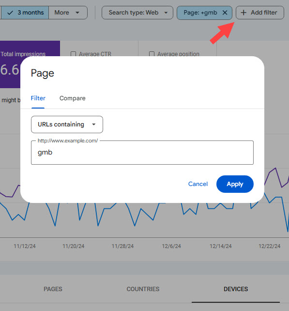 show only GBP traffic and impressions in Search Console