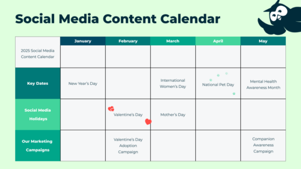 preview of Hootsuite's free social media content calendar template