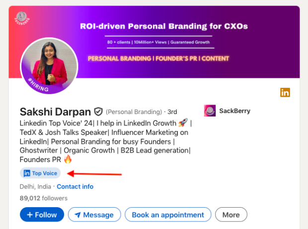 Sakshi Darpan LinkedIn Top Voice ROI driven perrsonal branding for CXOs