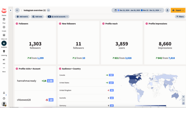 Analytics instagram overview report