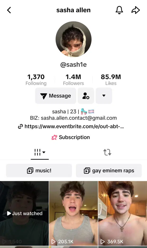 sash1e short username TikTok 