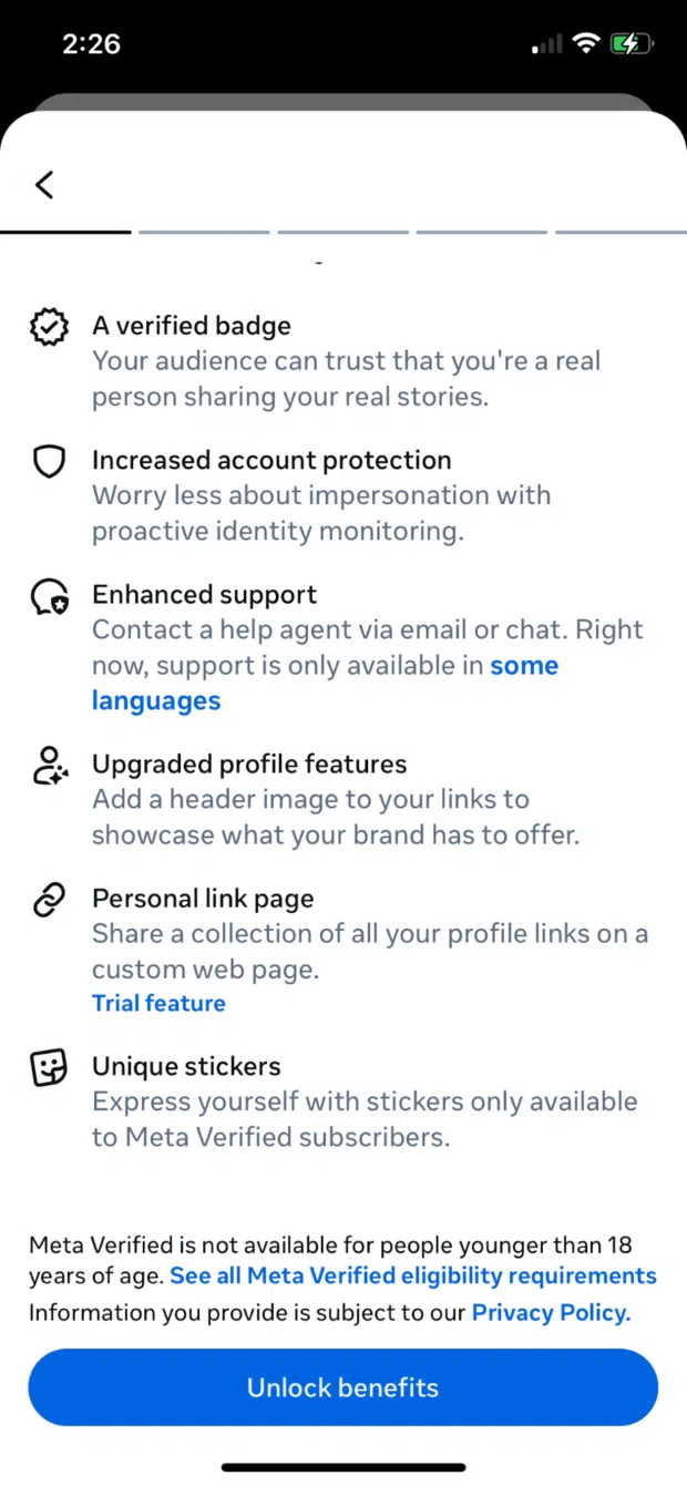 Meta Verified unlock benefits