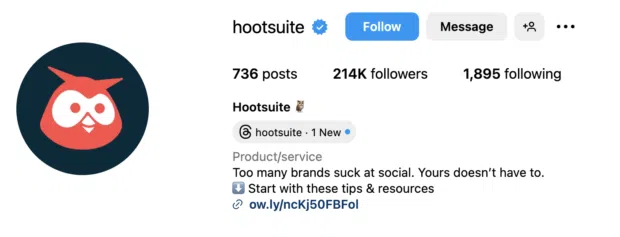 Hootsuite verified Instagram account