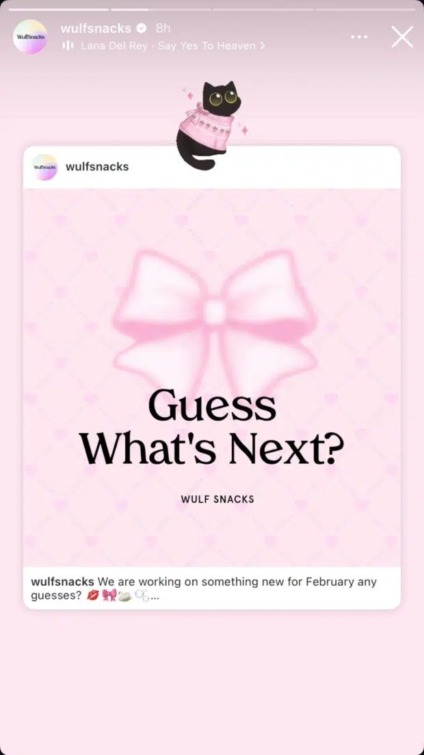 Wulf Snacks guess what's next share post to Instagram Story