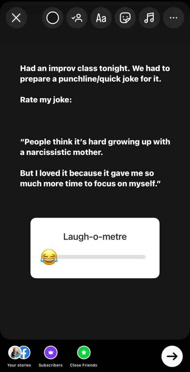 interactive sticker laugh o metre improv class joke