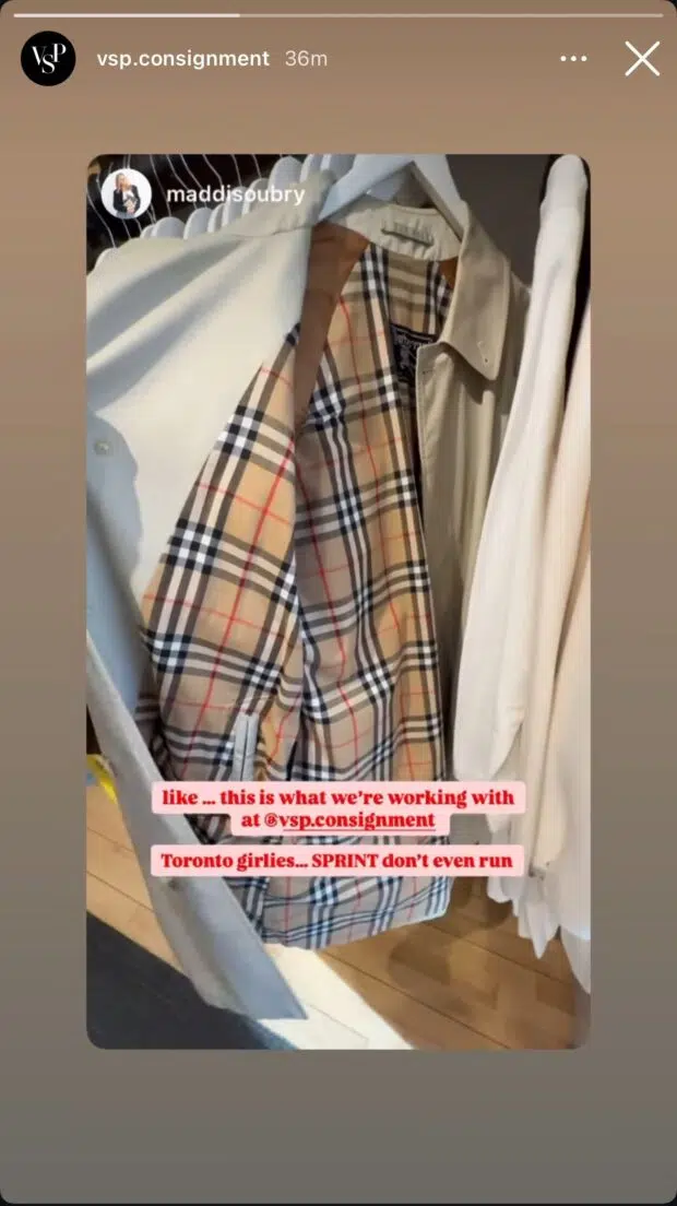 VSP consignment repost user content on clothing