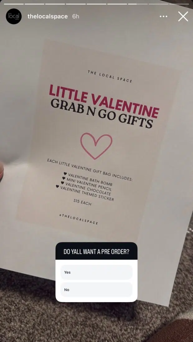 The Local Space pre order poll Little Valentine Grab n Go Gifts