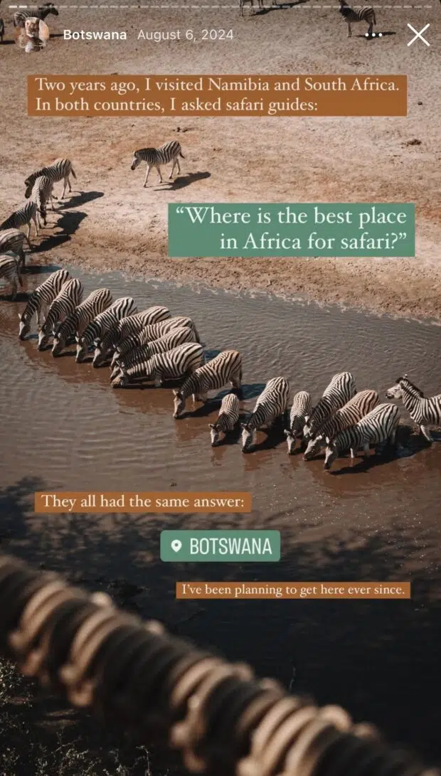 Custom font colour for African safari Botswana showcase