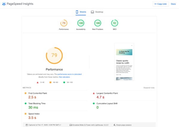 Google's PageSpeed Insights is one of the best tools for an seo audit