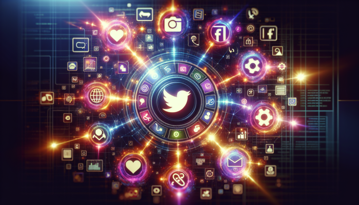 Illuminated social media icons on a digital interface, symbolizing connectivity and engagement.