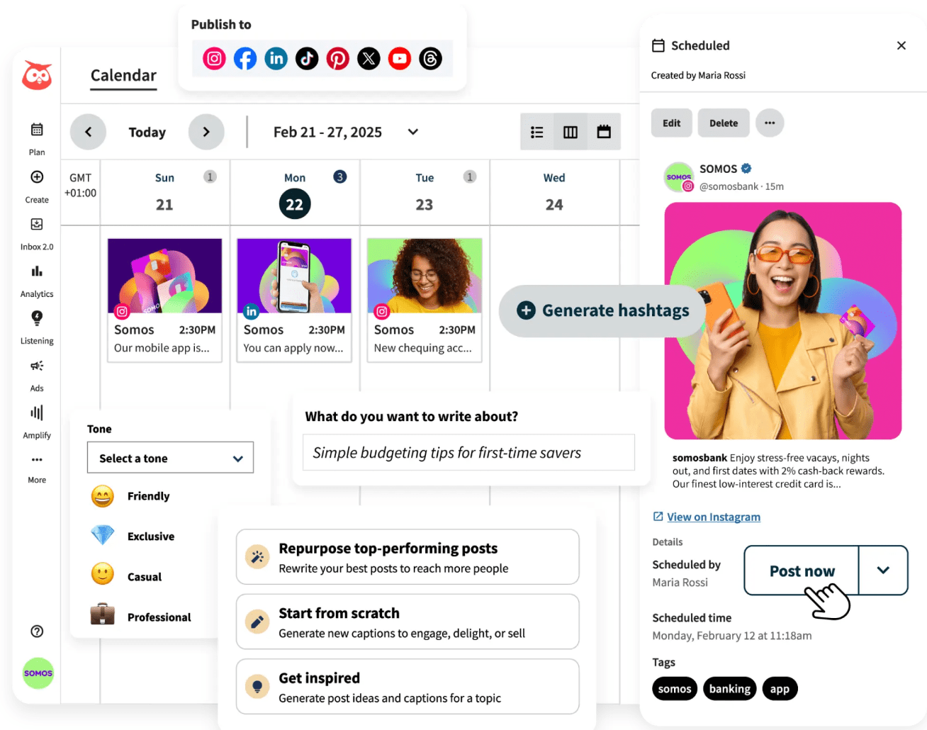 Hootsuite OwlyWriter AI social media AI tool