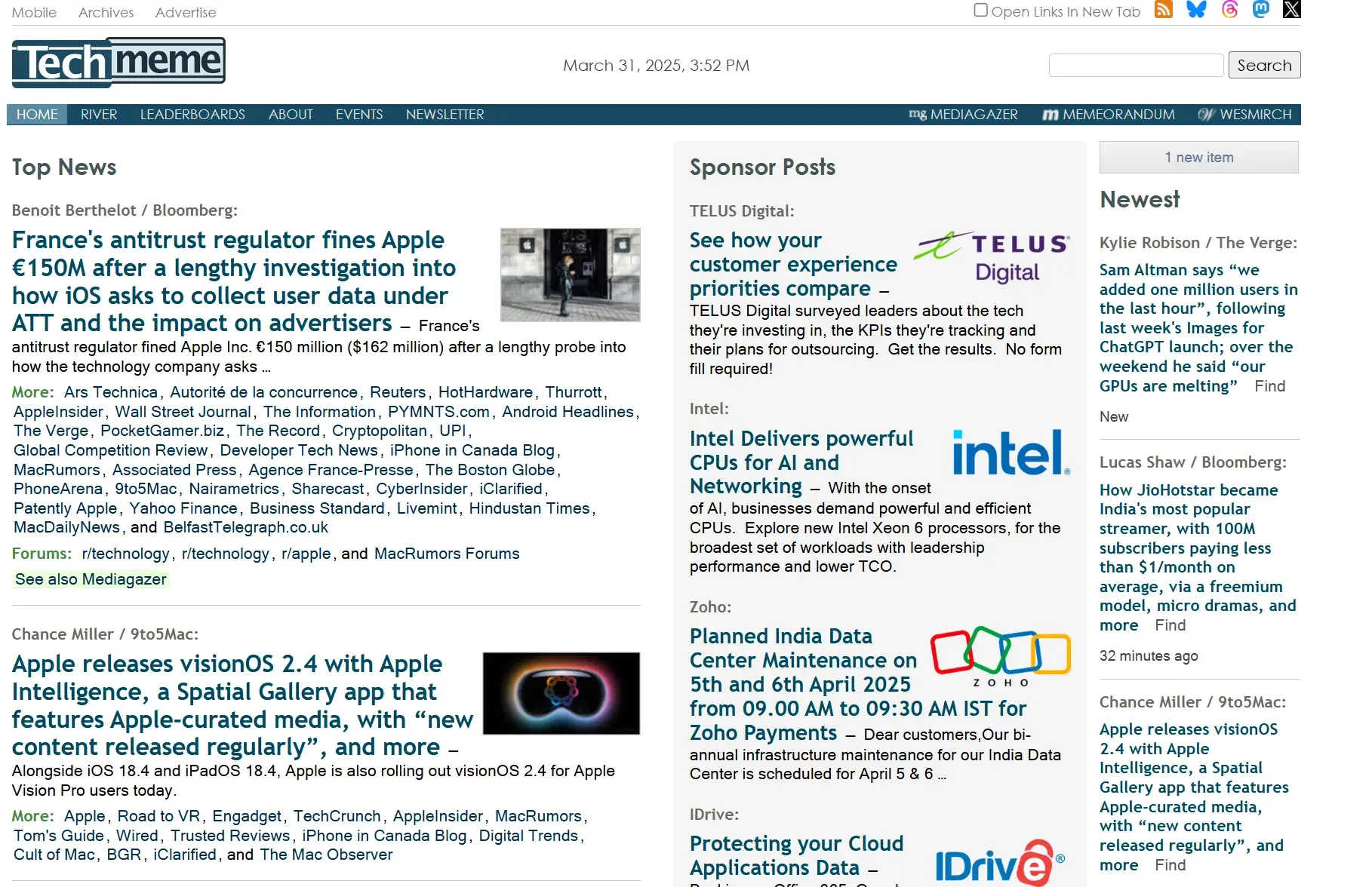 techmeme news aggregator site