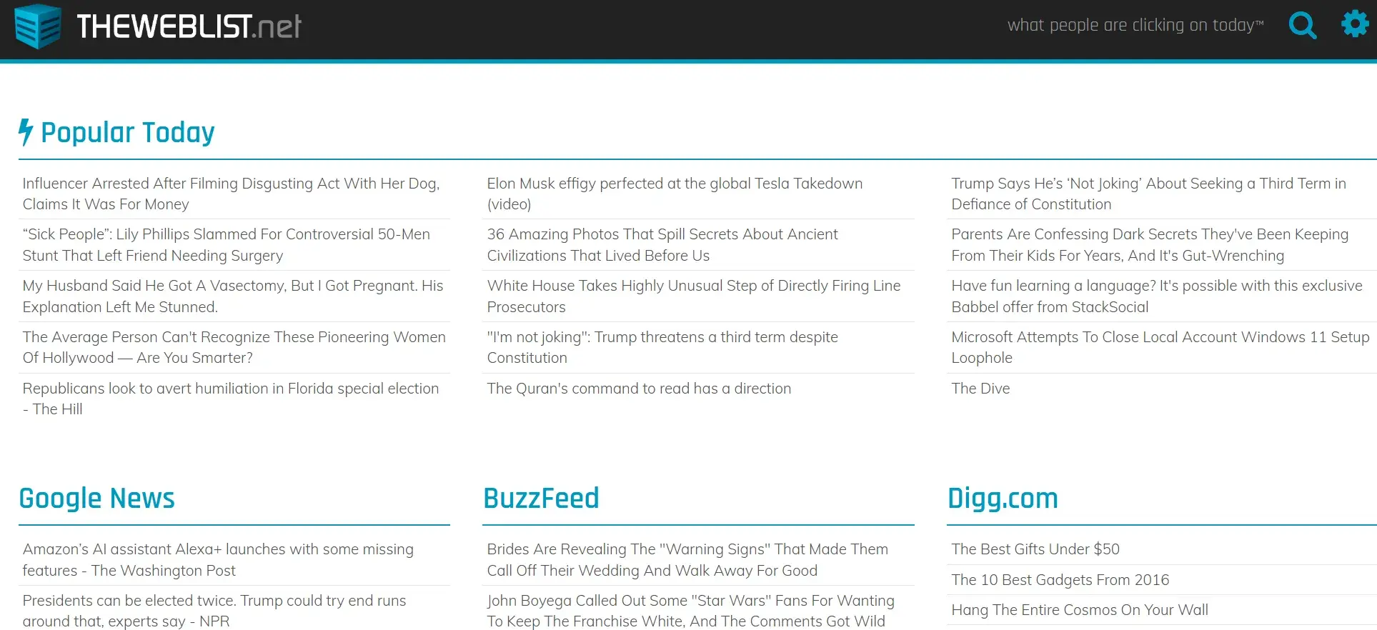 the web list blog content aggregator site
