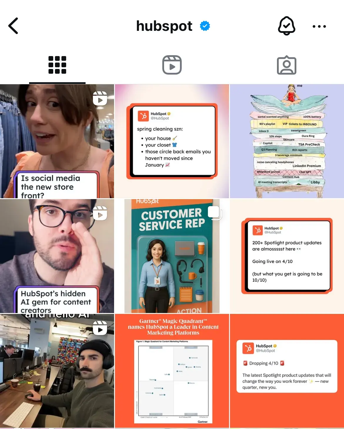 hubspot profile, instagram