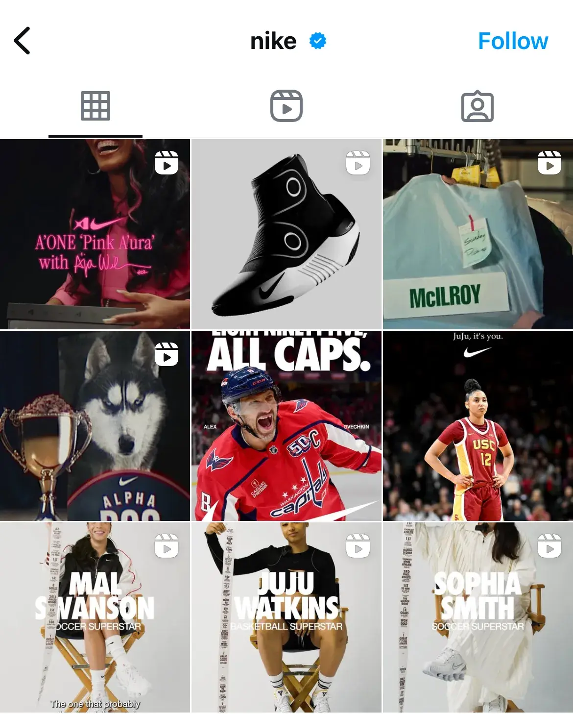 nike profile, instagram