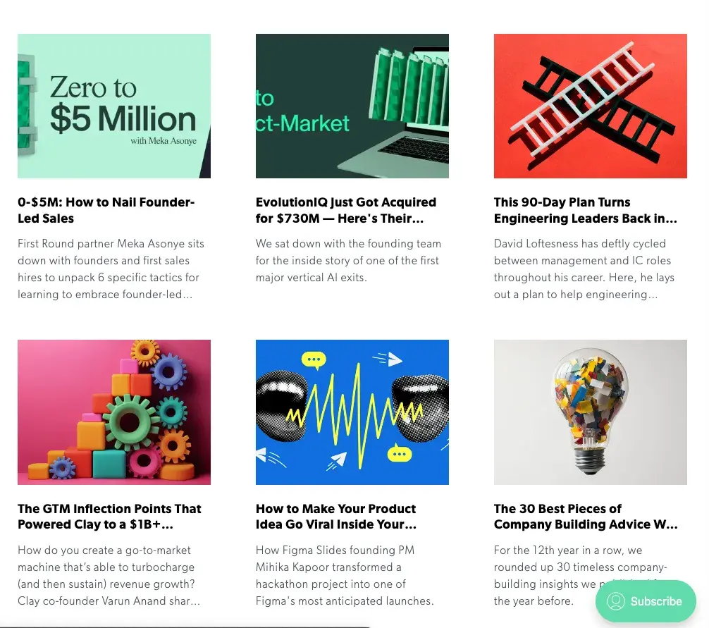 content strategy for startups, first round thought leadership