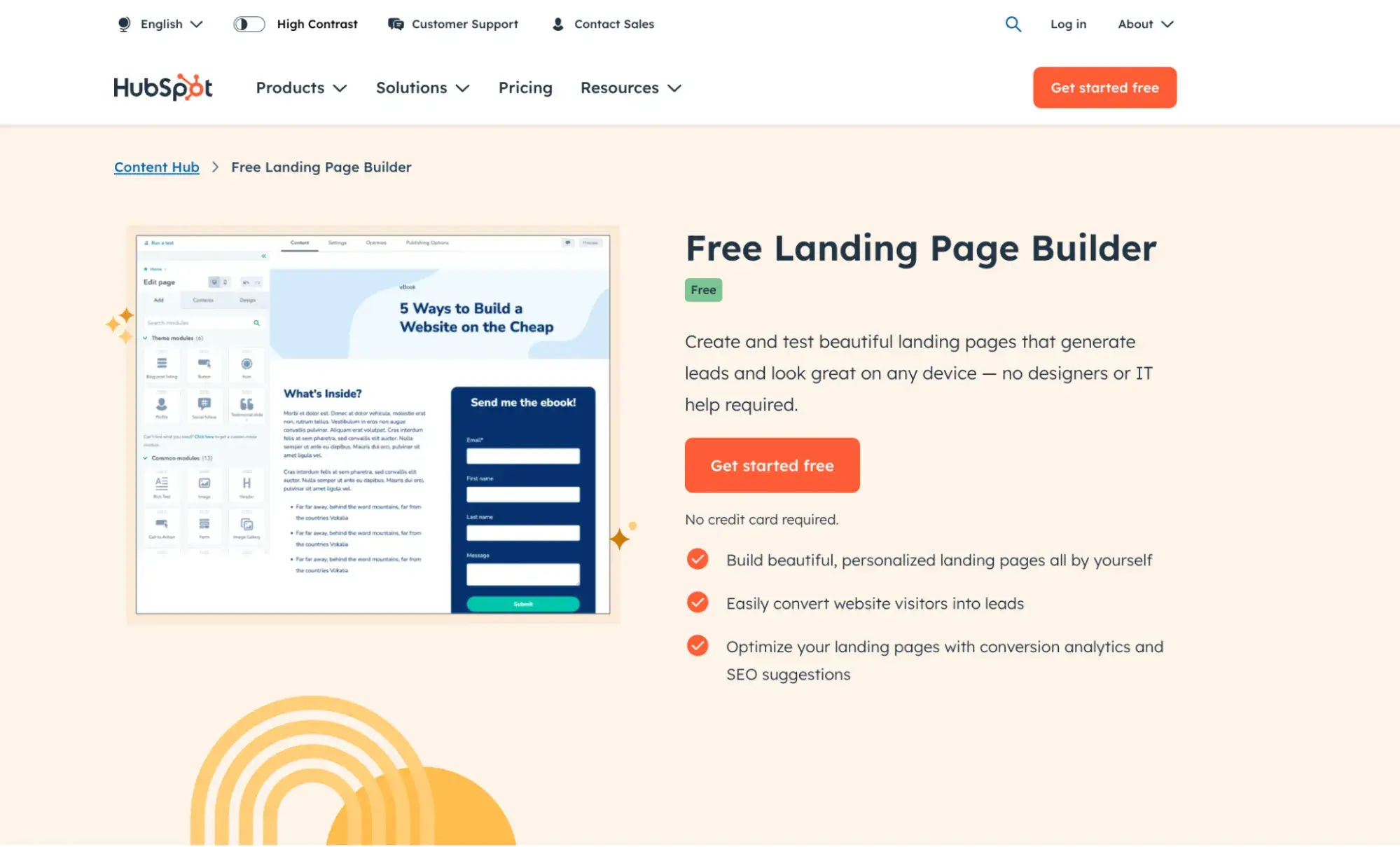 hubspot’s free landing page builder; how to build a great landing page using free tools