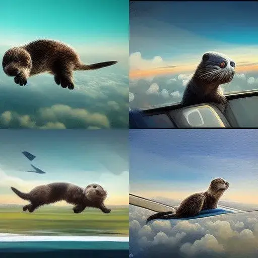 ai-generated otter on a plane using wifi