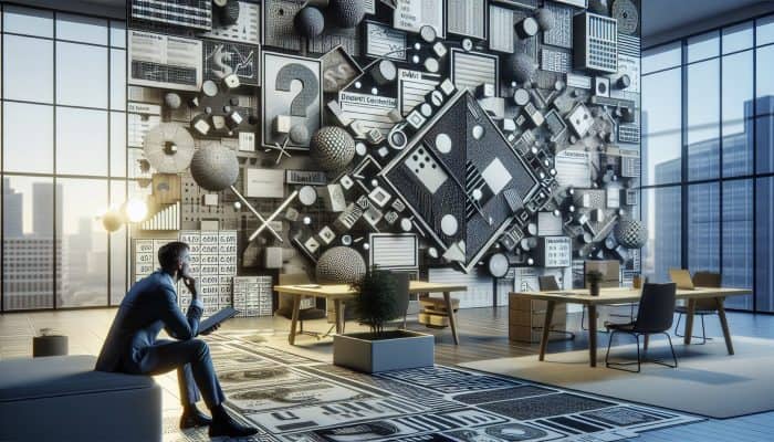 A person in a modern office reviewing financial documents and charts, focusing on credit scores and income stability for debt consolidation.