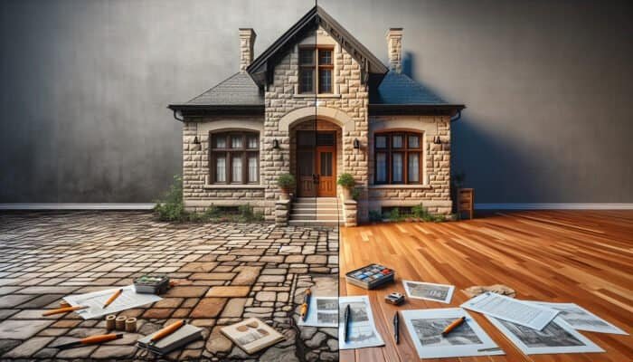 Detailed sandstone floor restoration documentation in South Irving, enhancing property value and preserving local identity.