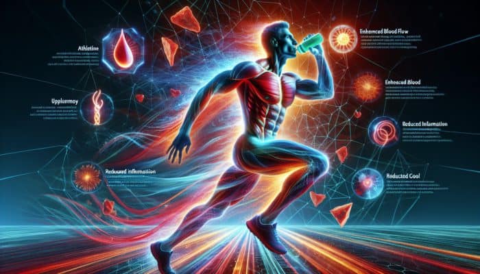 Athlete taking omega-3 before workout, showing enhanced blood flow and reduced inflammation.