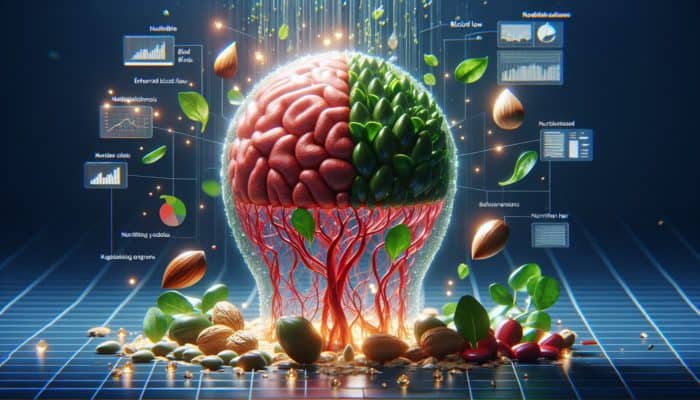 Illustration of scalp with improved blood flow from Vitamin E, promoting healthy, shiny hair growth.